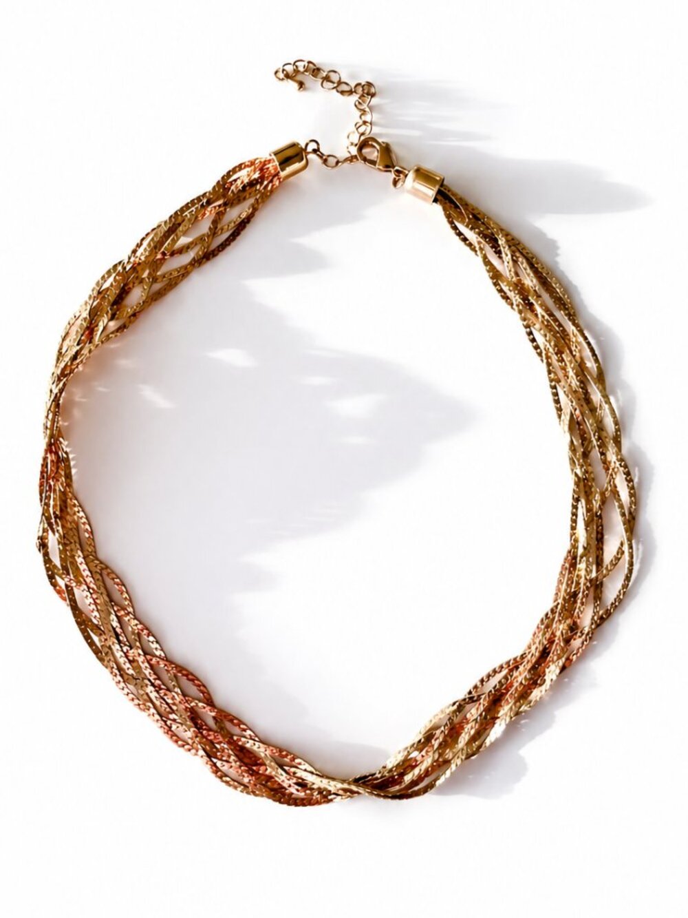 Free People Braided Snake Chain Necklace Gold Tone Adjustable